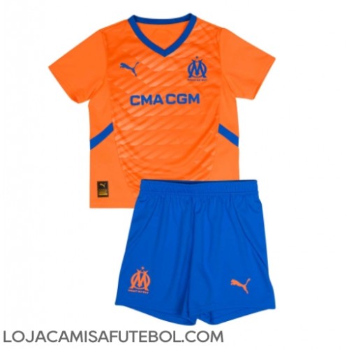 Camisa de Futebol Olympique de Marseille Equipamento Alternativo Infantil 2024-25 Manga Curta (+ Calças curtas)